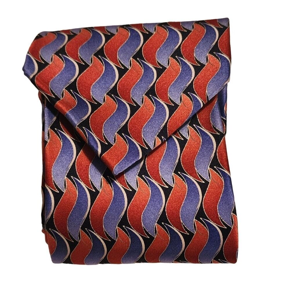 #6398 Ferucci Mens Silk Vintage Necktie multi color waves